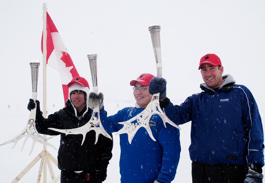 Beginning of the 2007 Canada Winter Games Torch Relay, with the three Northern Torches, Alert NU, Canada